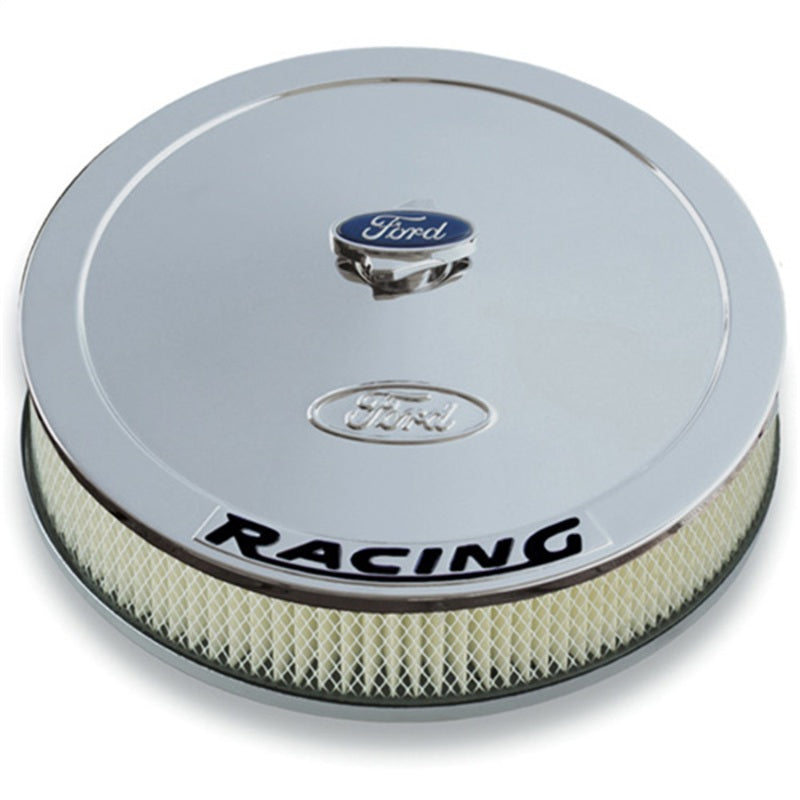 Ford Racing Air Cleaner Kit - Chrome w/ Black Emblem Air Filters - Universal Fit Ford Racing