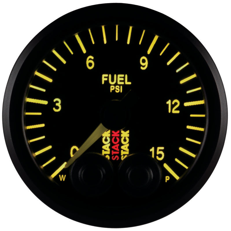 Autometer Stack 52mm 0-15 PSI 1/8in NPTF Male Pro-Control Fuel Pressure Gauge - Black Gauges AutoMeter
