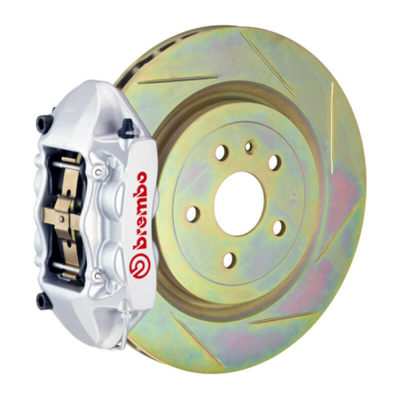 Brembo 08-13 C30 Front GT BBK 4 Piston Cast 336 x28 1pc Rotor Slotted Type-1-Silver Brake Kits - Performance Slot Brembo