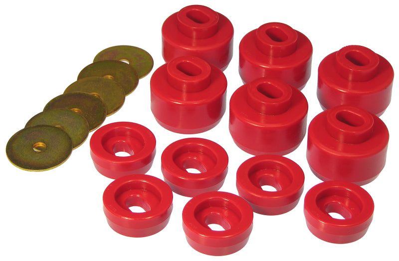 Prothane 07-14 Chevy Silverado Body Mount 12 Bushing Kit - Red Bushing Kits Prothane