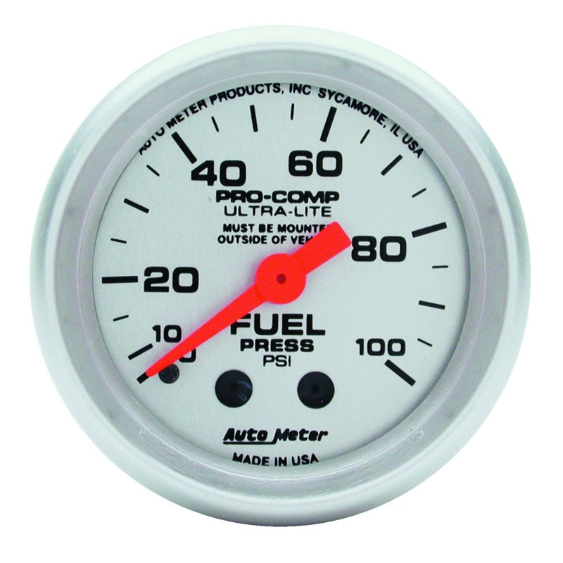 Autometer Ultra-Lite 52mm 0-100 PSI Mechanical Fuel Pressure Gauge Gauges AutoMeter