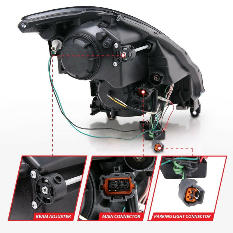 ANZO 2003-2007 Infiniti G35 Projector Headlights w/ Halo Black (CCFL) (HID Compatible) Headlights ANZO