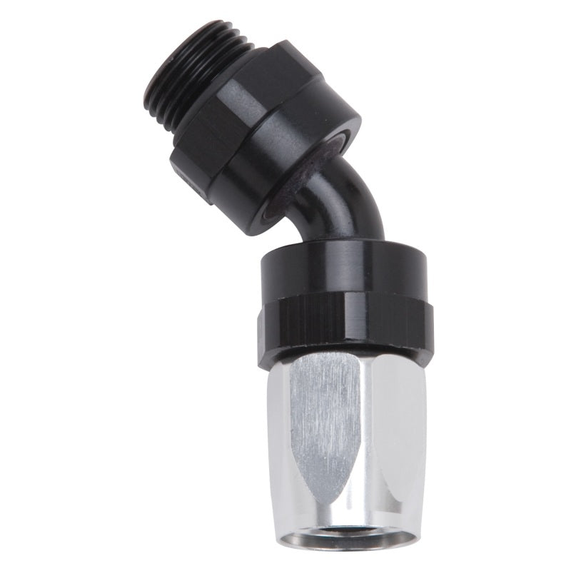 Russell Performance Hose End #8 to #8 Radius Inlet Port 45 Deg Blk/Clr Fittings Russell