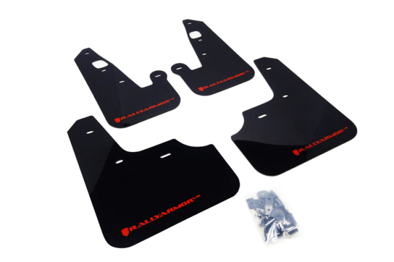 Rally Armor 07-17 Mitsubishi Lancer Black UR Mud Flap w/ Red Logo Mud Flaps Rally Armor