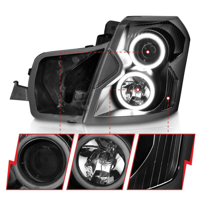 ANZO 2003-2007 Cadillac CTS Projector Headlights w/ Halo Black (CCFL) Headlights ANZO