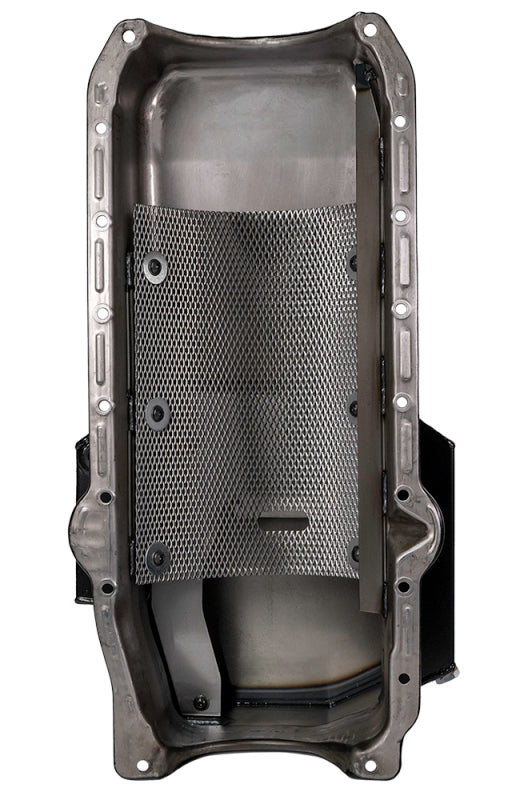 Moroso 86-Up Chevrolet Small Block (w/1 Pc Seal) Road Race Wet Sump 7qt 7.5in Steel Oil Pan - Black Oil Pans Moroso