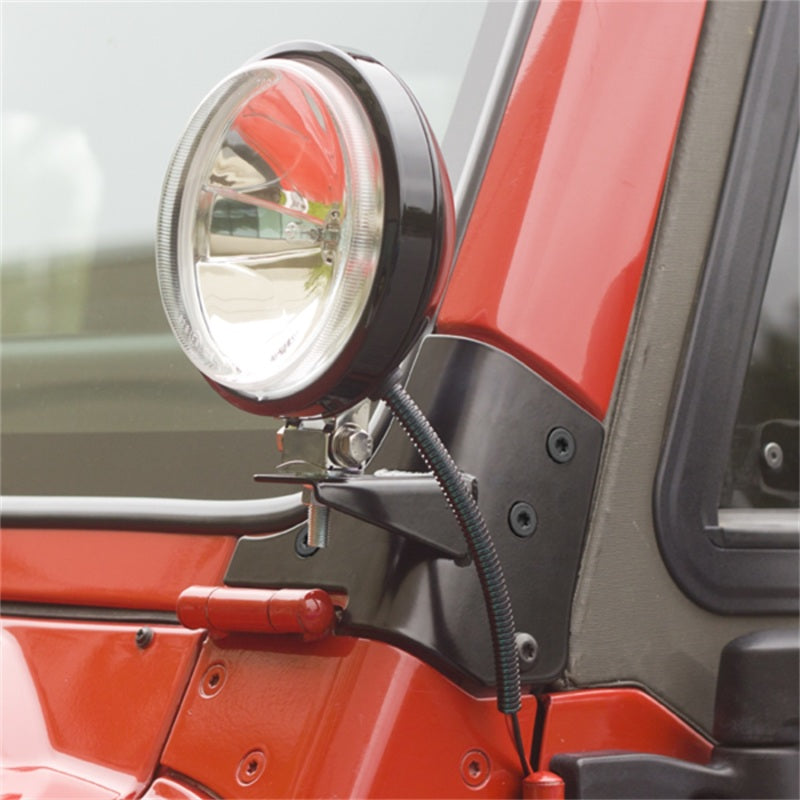Rugged Ridge 97-06 Jeep Wrangler TJ Windshield Hinge Light Brackets Black Brackets Rugged Ridge