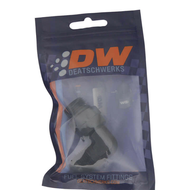 DeatschWerks 8AN ORB Male Swivel to 8AN Male Flare 90-Degree Fitting - Anodized Matte Black Fittings DeatschWerks