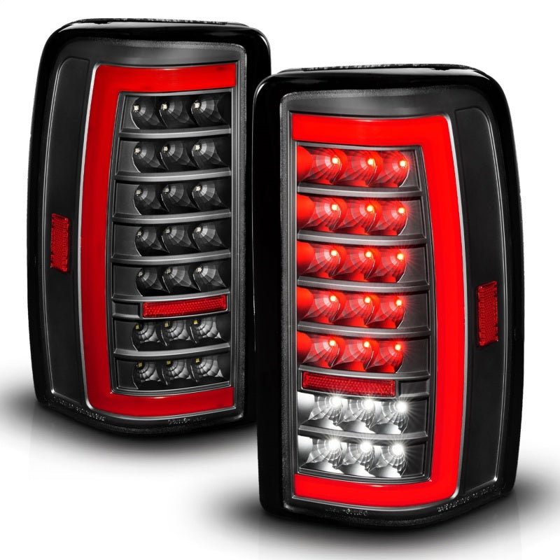 ANZO 00-06 Chevrolet Tahoe / GMC Yukon Full LED Taillights w/ Lightbar Black Housing/Clear Lens Tail Lights ANZO
