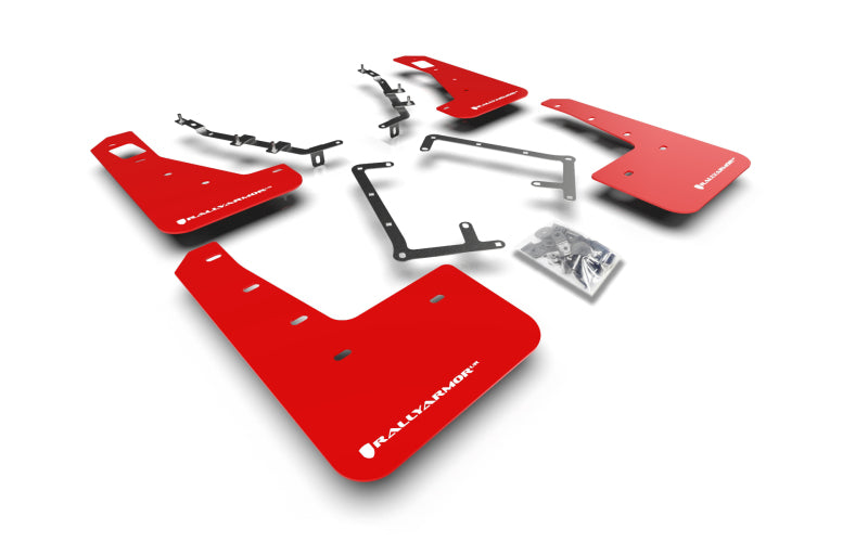 Rally Armor 09-11 Ford Focus MK2 RS Red UR Mud Flap White Logo Mud Flaps Rally Armor