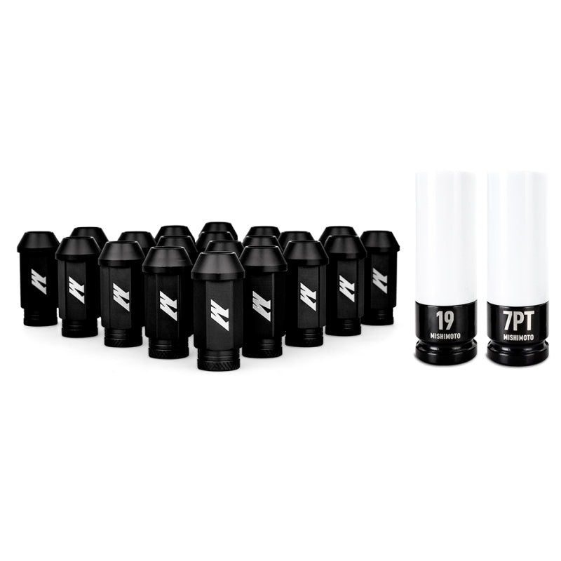 Mishimoto Aluminum Locking Lug Nuts M12x1.25 20pc Set Black Lug Nuts Mishimoto