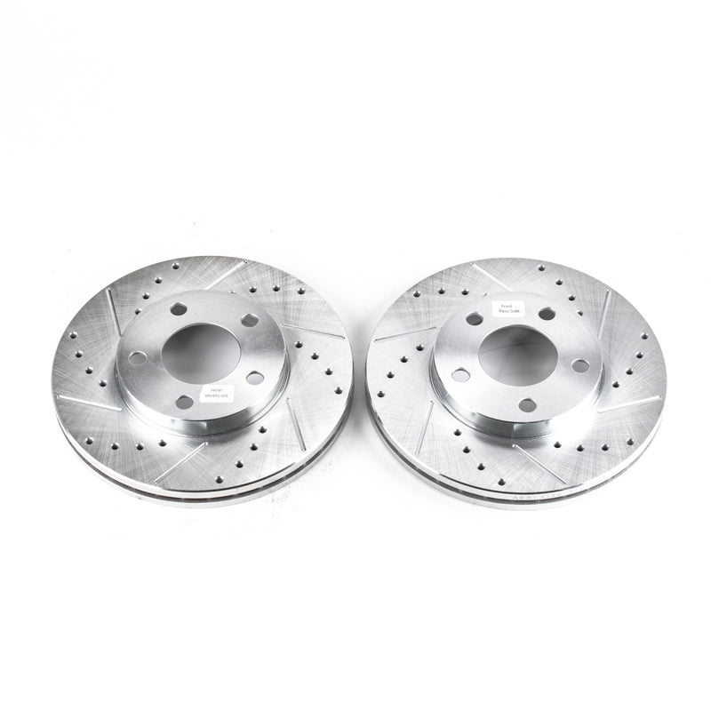 Power Stop 94-04 Ford Mustang Front Evolution Drilled & Slotted Rotors - Pair Brake Rotors - Slot & Drilled PowerStop