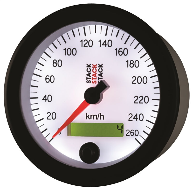 Autometer Stack Instruments 88MM 0-260 KM/H Programmable Speedometer - White Gauges AutoMeter