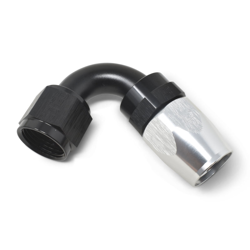 Russell Performance -8 AN Black/Silver 120 Degree Tight Radius Full Flow Swivel Hose End Fittings Russell