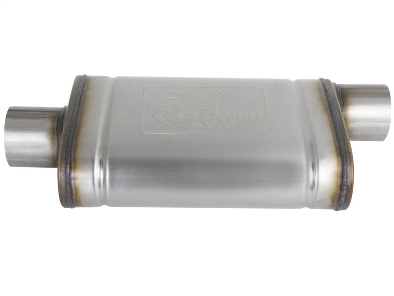 aFe MACHForce XP SS Muffler 3in Center Inlet / 3in Outlet 9in L x 4in W x 14in Body Muffler aFe