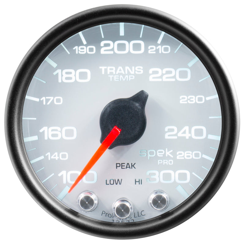 Autometer Spek-Pro Gauge Trans Temp 2 1/16in 300f Stepper Motor W/Peak & Warn Wht/Blk Gauges AutoMeter