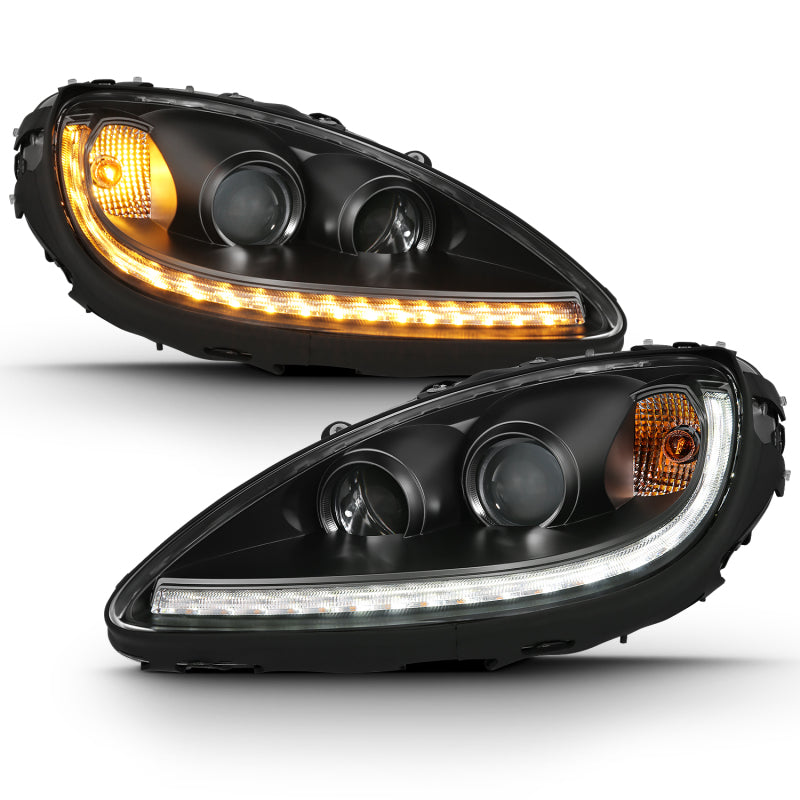 ANZO 2005-2013 Chevy Corvette Projector Plank Style Switchback H.L. Black Amber Headlights ANZO