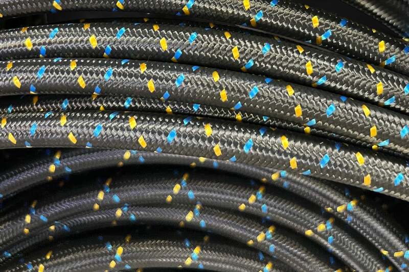 GReddy AN08 Reusable Hose Nylon Braided, Black/Gold/Blue Oil Line Kits GReddy