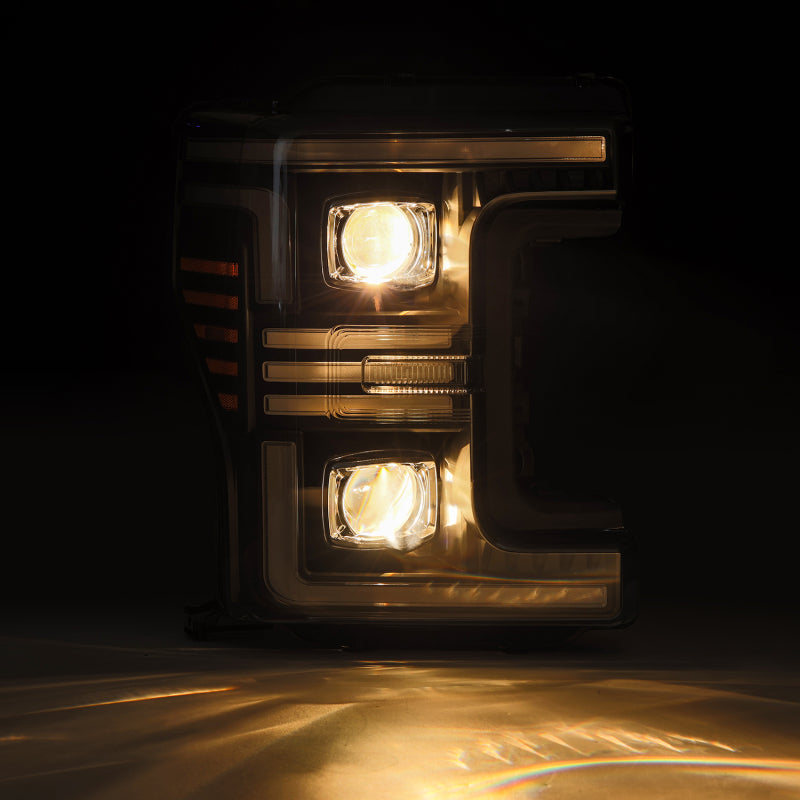 AlphaRex 17-19 Ford F-250/350/450/550 Super Duty PRO-Series Proj Headlights Black w/SeqSig & DRL Headlights AlphaRex