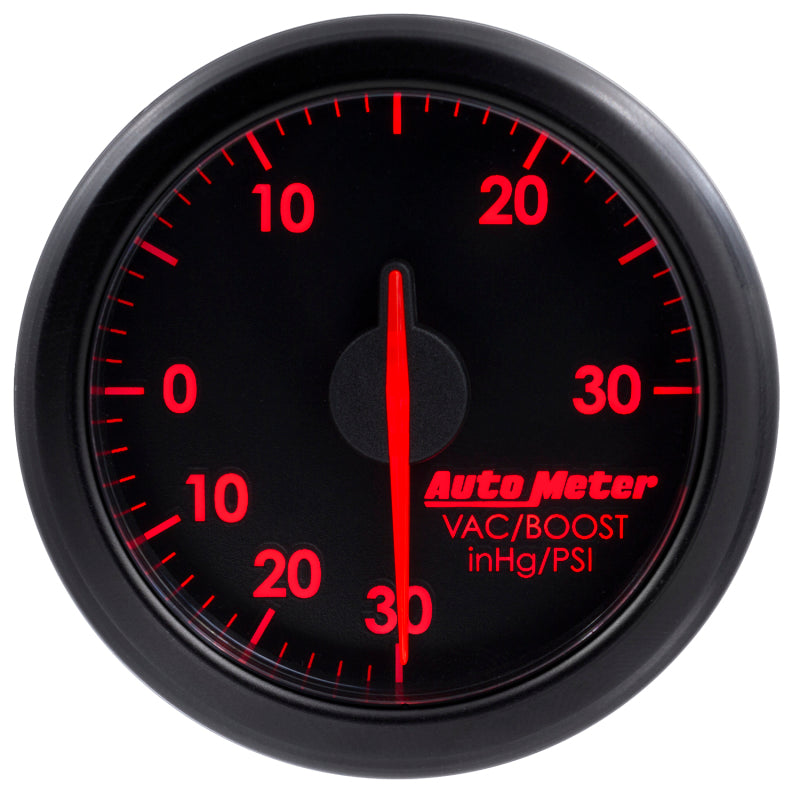 Autometer Airdrive 2-1/6in Boost/Vac Gauge 30in HG/30 PSI - Black Gauges AutoMeter