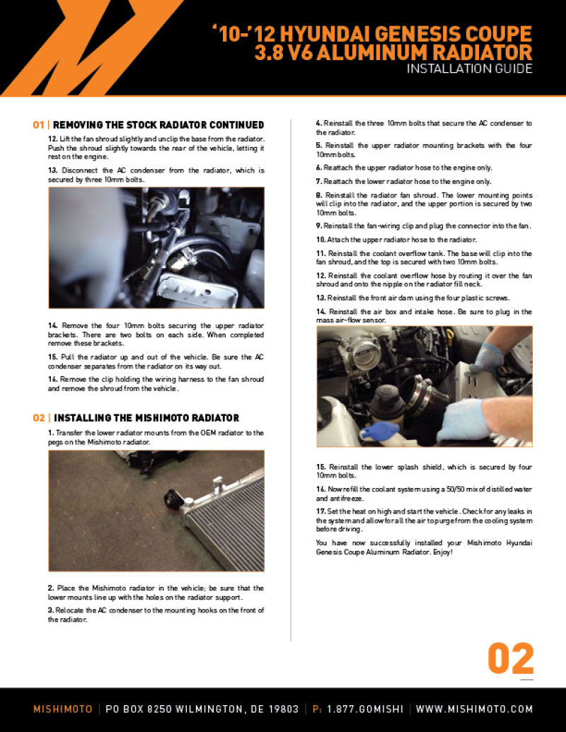 Mishimoto 10-12 Hyundai Genesis Coupe 3.8L V6 Performance Aluminum Radiator Radiators Mishimoto