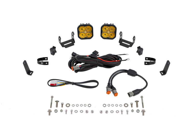 Diode Dynamics SS3 LED Bumper 1 In Roll Bar Kit Pro - Yellow SAE Fog (Pair) Light Accessories and Wiring Diode Dynamics