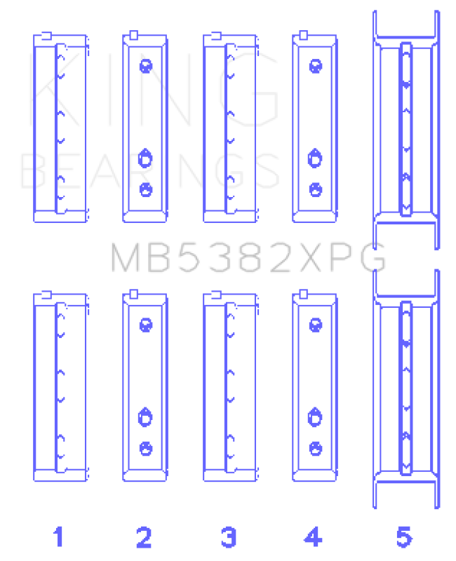 King Subaru EJ20/EJ22/EJ25 (Thrust in #5 Position) Tri-Metal Perf Main Bearing Set - Size +0.26mm Bearings King Engine Bearings