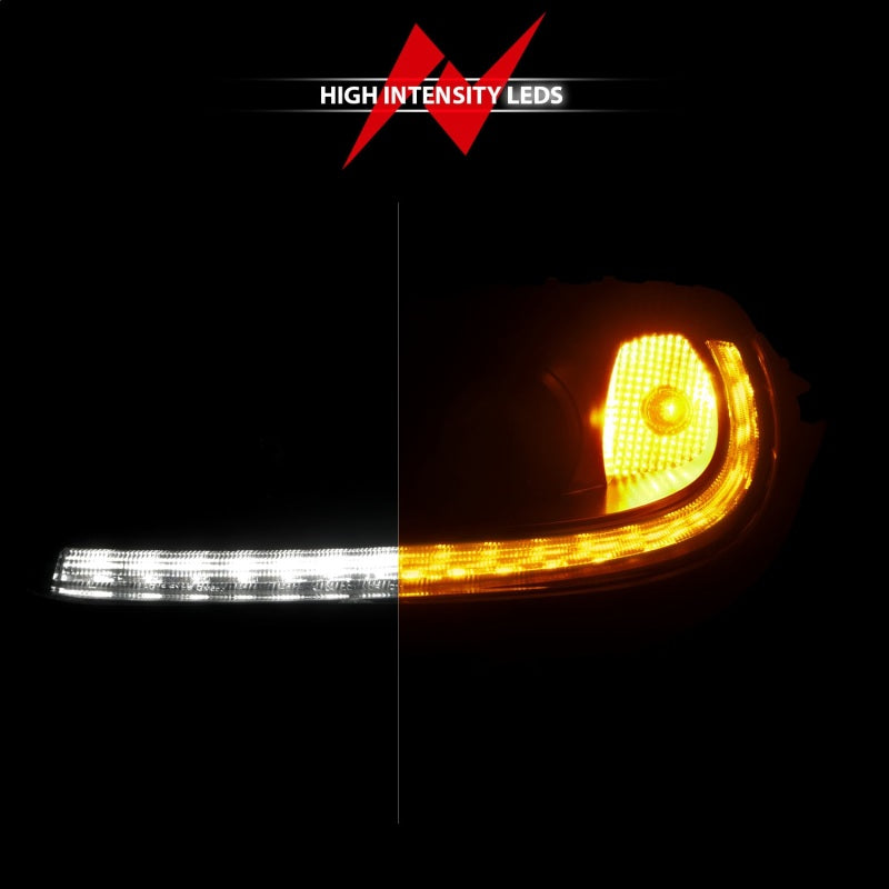 ANZO 05-13 Chevrolet Corvette Projector Headlights w/switchback & Sequential LED - Black Amber Headlights ANZO