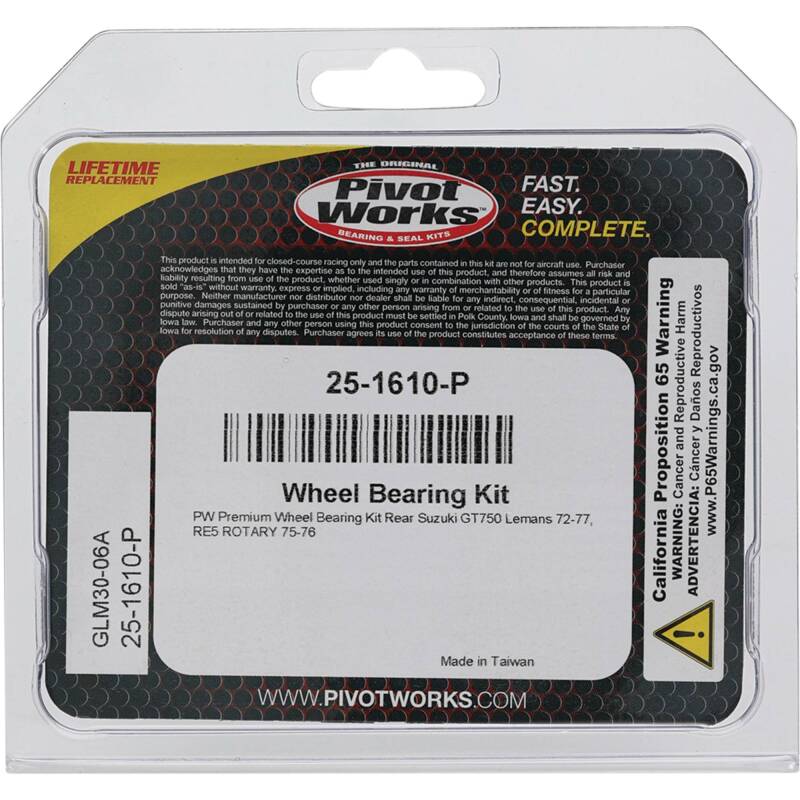 Pivot Works Suzuki Wheel Bearing Kit Premium Bearings Control Arms Pivot Works