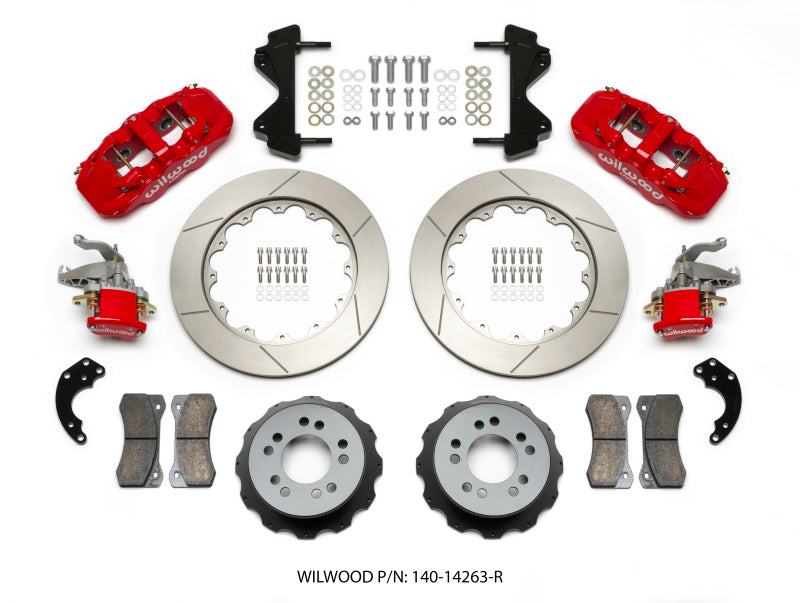 Wilwood AERO4 / MC4 Rear Kit 14.00 Red Currie Pro-Tour Unit Bearing Floater Big Brake Kits Wilwood