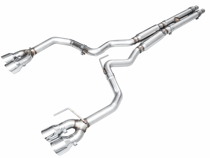 AWE 2024 Ford Mustang GT Fastback S650 RWD Track Edition Cat-Back Exhaust w/ Quad Chrome Silver Tips Catback AWE Tuning