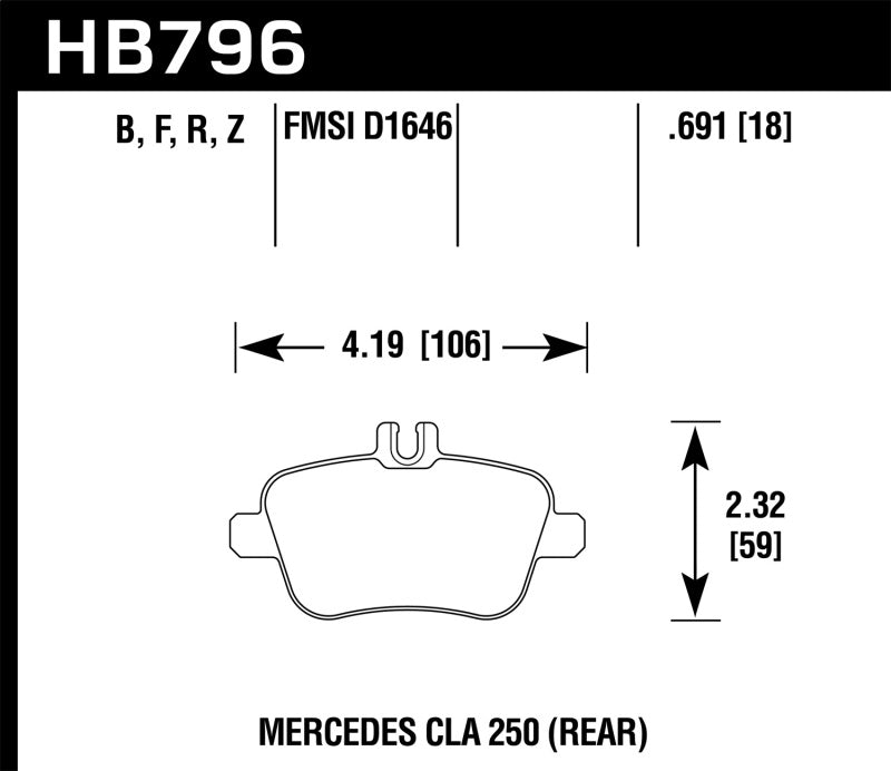 Hawk 14-17 Mercedes-Benz CLA 250 HPS 5.0 Rear Brake Pads Brake Pads - Performance Hawk Performance