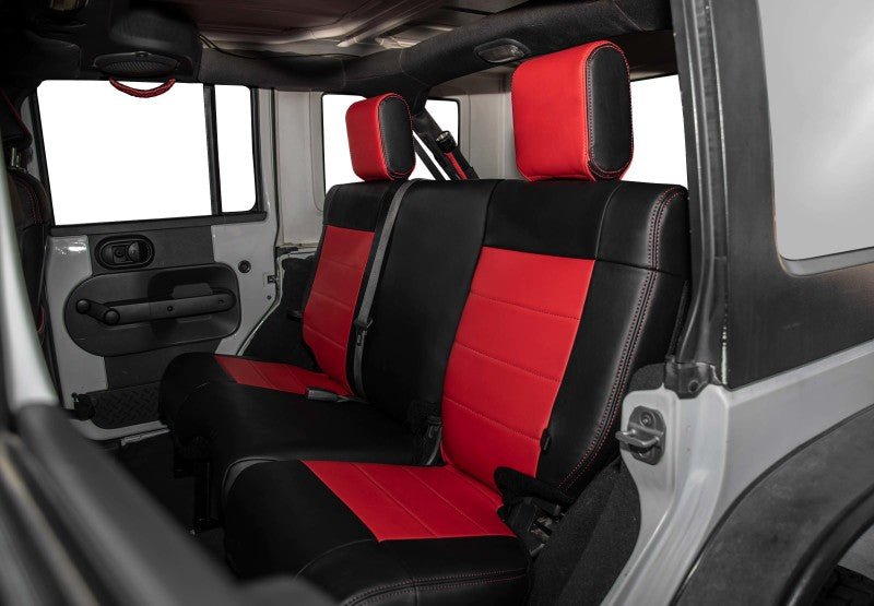 PRP 11-12 Jeep Wrangler JKU Rear Seat Cover/4 door - Black/Red Seat Covers PRP Seats