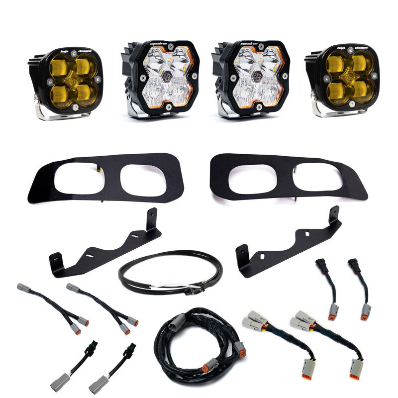 Baja Designs 2023+ Ford Super Duty Squadron Sport/SAE 2.0 Dual Fog Pocket Kit (SAE Fog) - Baja Amber Fog Lights Baja Designs
