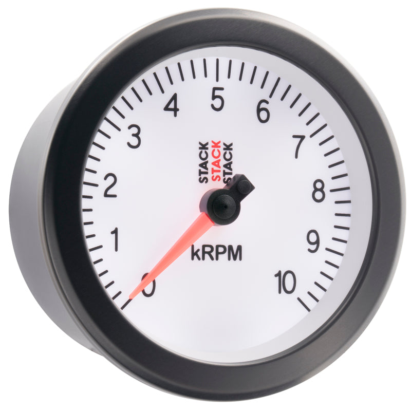 Autometer Stack Sport 88mm 0-10K RPM Tachometer - White Gauges AutoMeter