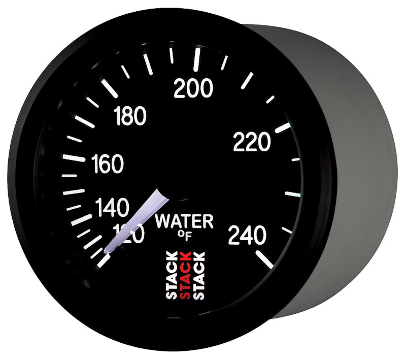 Autometer Stack 52mm 120-240 Deg F 1/2in Npt (M) Mechanical Water Temp Gauge - Black Gauges AutoMeter