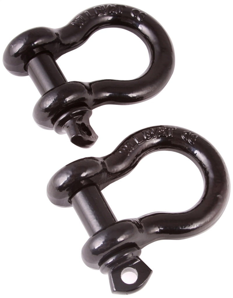 Rugged Ridge 3/4in Black D-Shackles Shackle Kits Rugged Ridge