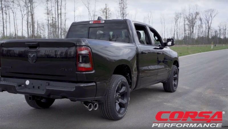 Corsa 19-24 Ram 1500 5.7L Crew Cab w/57in or 76in Bed Cat-Back Single Side Exit 4in PolishedDual Tip Catback CORSA Performance