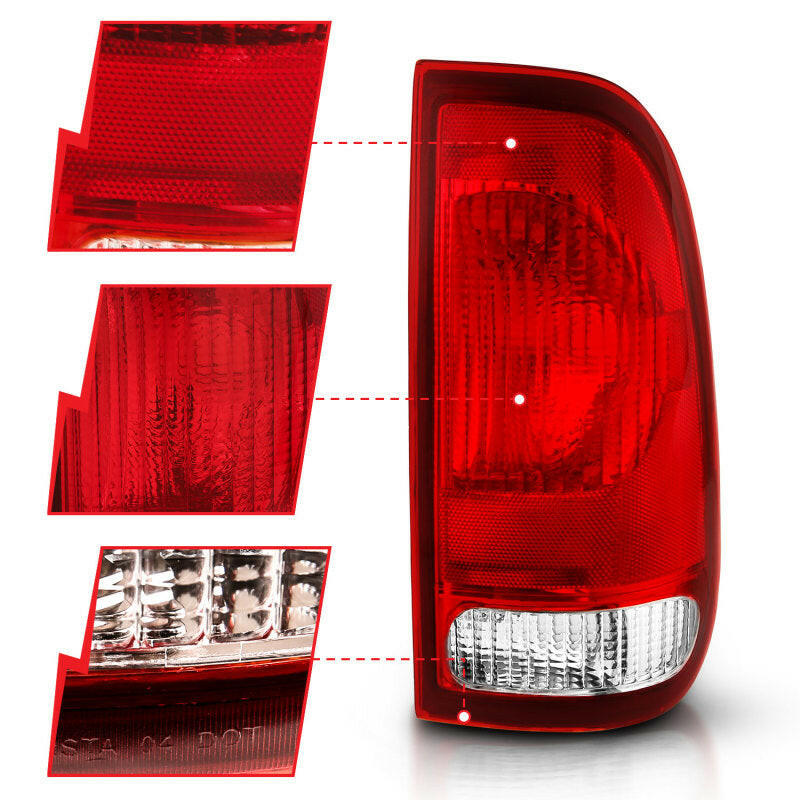 ANZO 1997-2003 Ford F-150 Taillight Red/Clear Lens (OE Replacement) Tail Lights ANZO