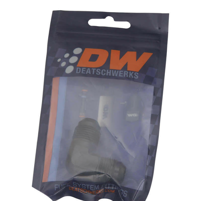 DeatschWerks 8AN Male Flare to 8AN Male Flare 90-Degree Fitting - Anodized Matte Black Fittings DeatschWerks