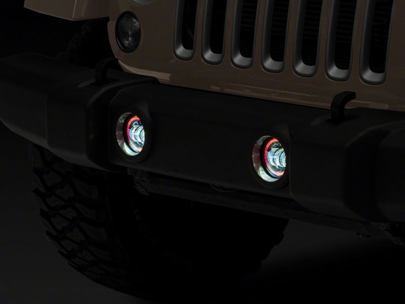 Raxiom 07-18 Jeep Wrangler JK Axial Series 4-In LED Fog Lights w/ RGB Halo Headlights Raxiom