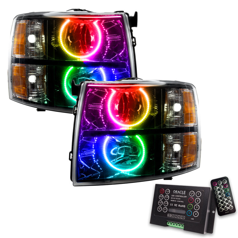 Oracle 07-13 Chevy Silverado SMD HL - Blk - Round Style - ColorSHIFT w/ 2.0 Controller Headlights ORACLE Lighting