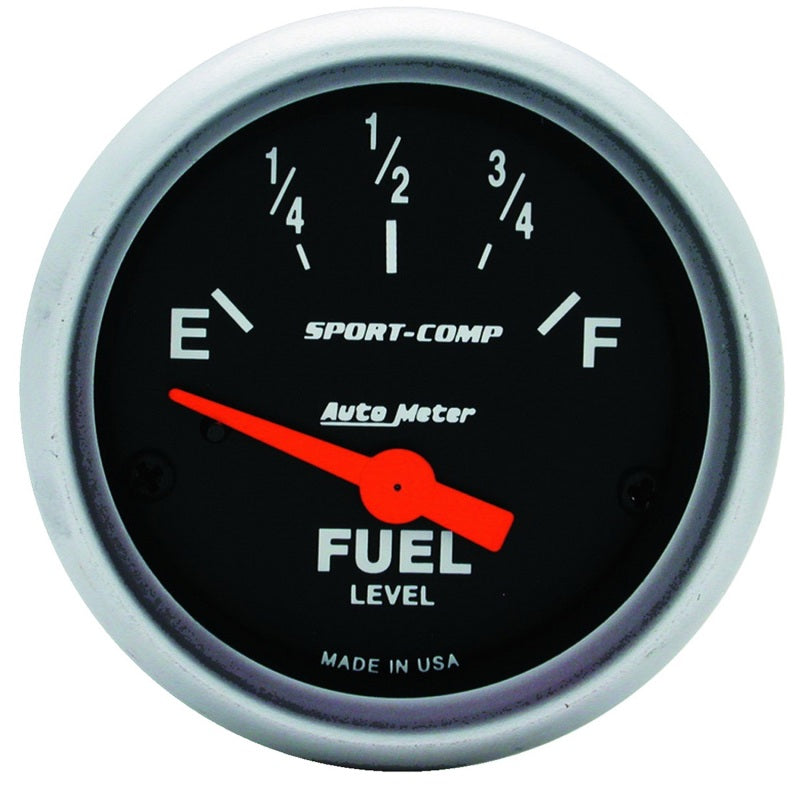 Autometer 2-1/16in 0 OHM E to 30 OHM F Electric Sport-Comp Fuel Level Gauge Gauges AutoMeter