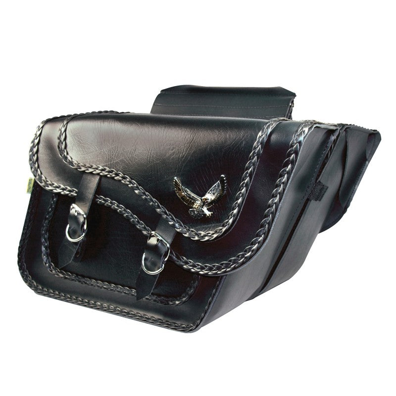Willie & Max Universal Black Magic Large Slant Saddlebags (16 in L x 11 in W x 6.5 in H) - Black Bags - Saddlebags Willie & Max