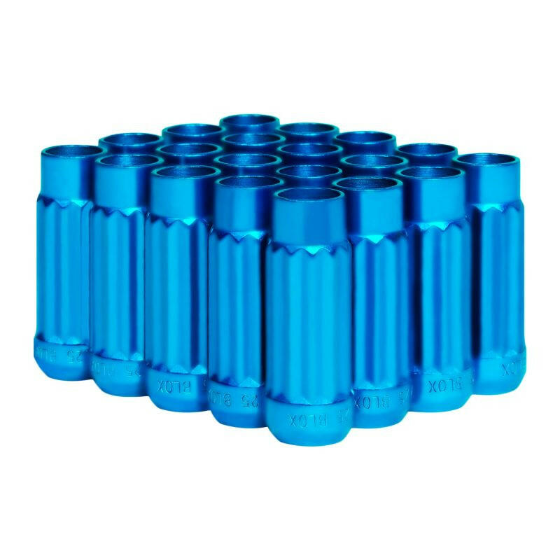 BLOX Racing Tuner 12P17 Steel Lug Nuts - Blue 12x1.25 Set of 20 12-Sided 17mm Lug Nuts BLOX Racing