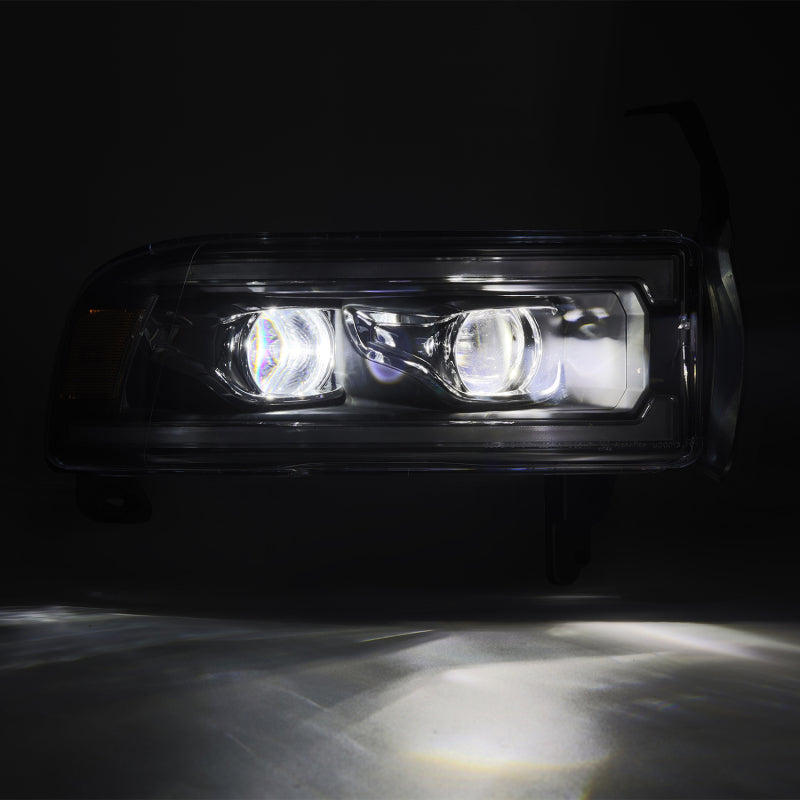 AlphaRex 94-01 RAM 1500 LUXX LED Proj Headlights Blk w/Activ Light/Seq Signal/SB DRL Headlights AlphaRex