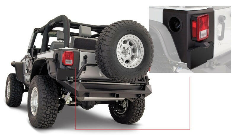 Bushwacker 07-18 Jeep Wrangler Trail Armor Rear Corners - Black Body Armor & Rock Rails Bushwacker