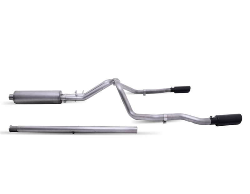 Gibson 20-21 Chevy Silverado 6.6L 2.5in Cat-Back Dual Split Exhaust System Stainless - Black Elite Catback Gibson