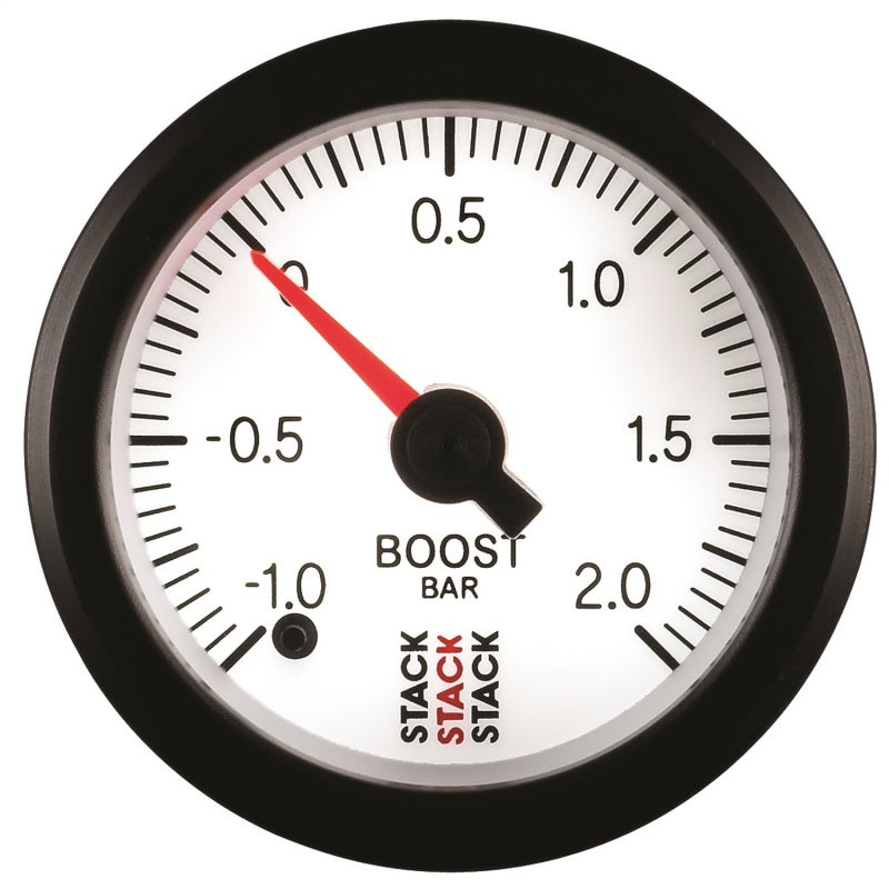 Autometer Stack 52mm -1 to +2 Bar (Incl T-Fitting) Pro Stepper Motor Boost Pressure Gauge - White Gauges AutoMeter