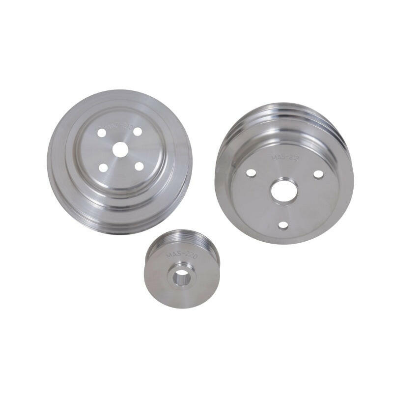 BBK 85-97 GM Truck 305 350 Underdrive Pulley Kit - Lightweight CNC Billet Aluminum (3pc) Pulleys - Crank, Underdrive BBK